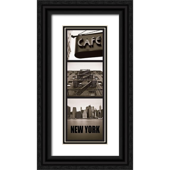 Braun Studio 11x24 Black Ornate Wood Framed with Double Matting Museum Art Print Titled - City New York