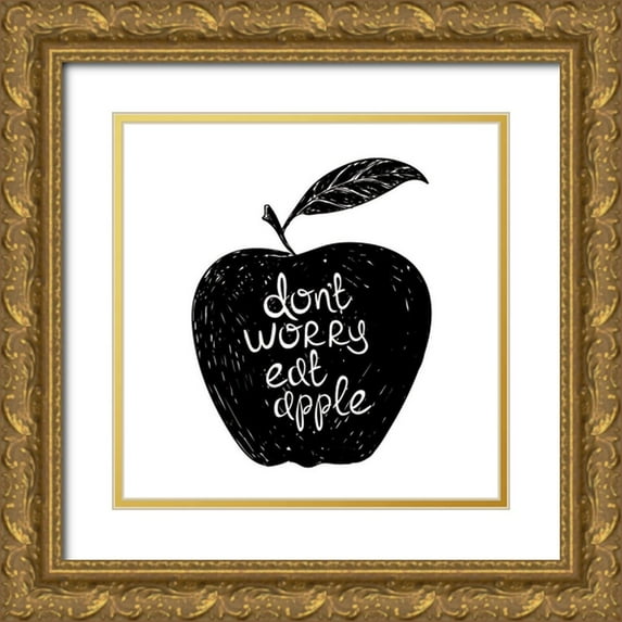 Braun Studio 12x12 Gold Ornate Wood Framed with Double Matting Museum Art Print Titled - Fruit Apple