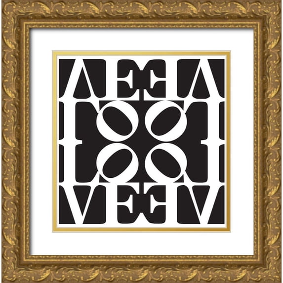 Braun Studio 12x12 Gold Ornate Wood Framed with Double Matting Museum Art Print Titled - Love Typo