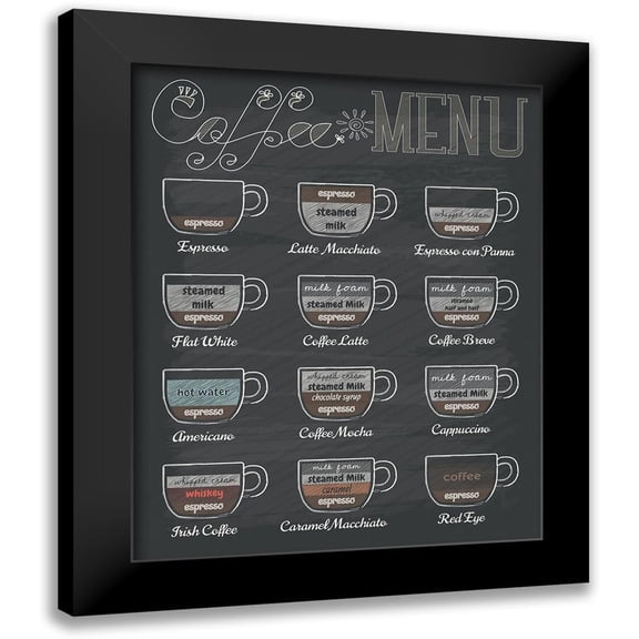 Braun Studio 12x14 Black Modern Framed Museum Art Print Titled - Coffee Menu