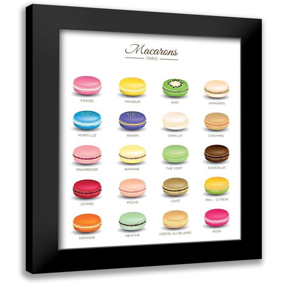 Braun Studio 12x14 Black Modern Framed Museum Art Print Titled - Macarons Menu
