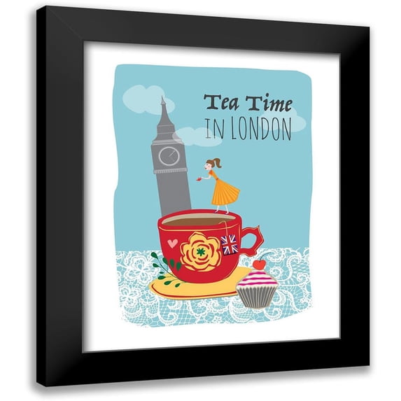 Braun Studio 12x14 Black Modern Framed Museum Art Print Titled - Tea Time in London