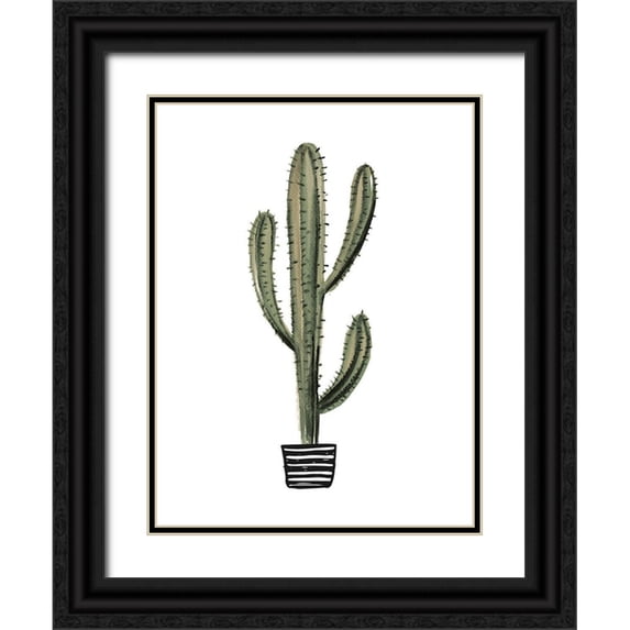 Braun Studio 12x14 Black Ornate Wood Framed with Double Matting Museum Art Print Titled - Cactus 3