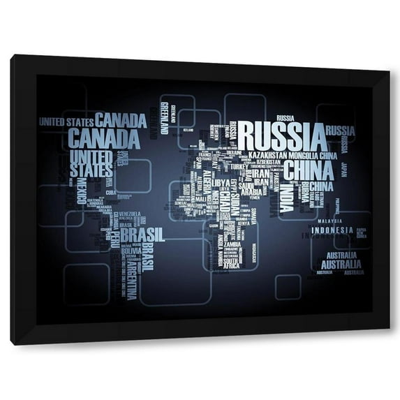 BRAUN Studio 14x12 Black Modern Wood Framed Wall Art Titled - Wording Map