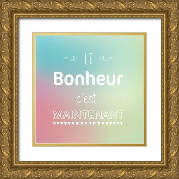Braun Studio 20x20 Gold Ornate Wood Framed with Double Matting Museum Art Print Titled - Le bonheur cest maintenant