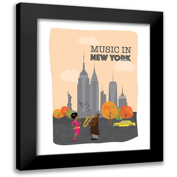 Braun Studio 20x24 Black Modern Framed Museum Art Print Titled - Music in New-York