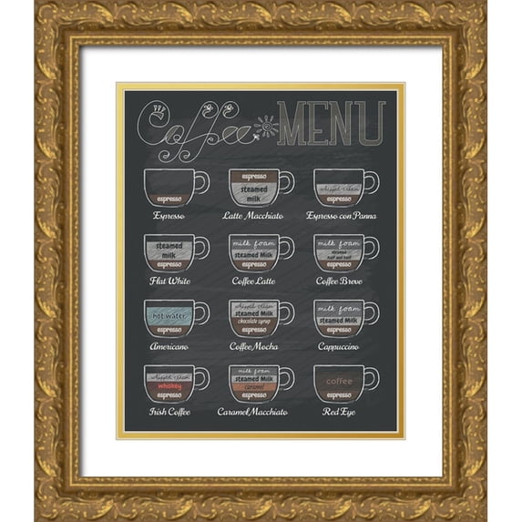 Braun Studio 26x32 Gold Ornate Wood Framed with Double Matting Museum Art Print Titled - Coffee Menu