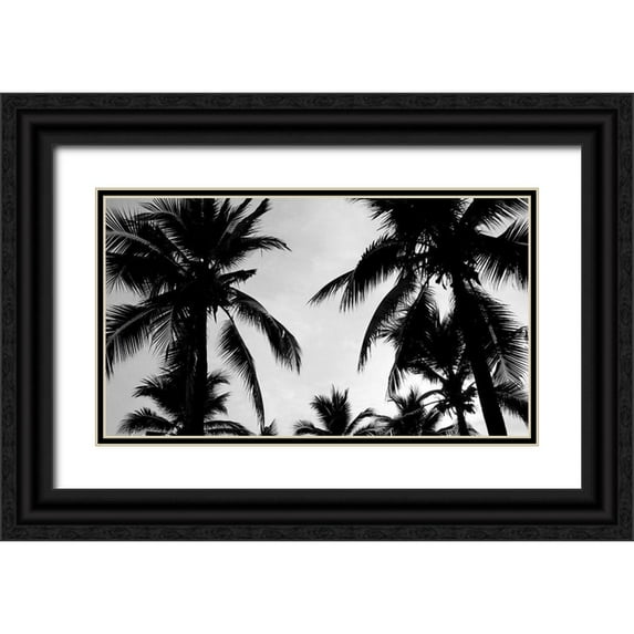 Braun Studio 32x20 Black Ornate Wood Framed with Double Matting Museum Art Print Titled - Ciel de Palmiers