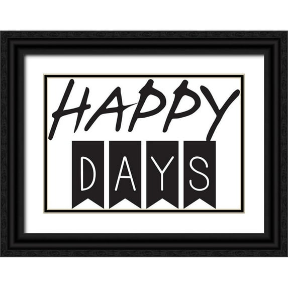 Braun Studio 32x23 Black Ornate Wood Framed with Double Matting Museum Art Print Titled - Happy Days