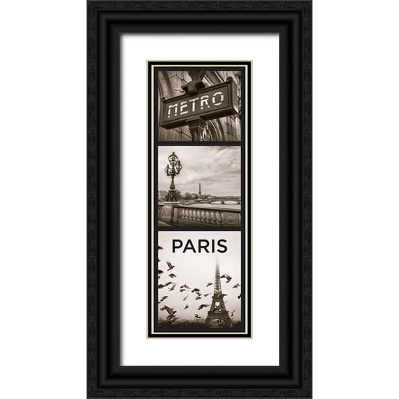 Braun Studio 7x14 Black Ornate Wood Framed with Double Matting Museum Art Print Titled - City Paris