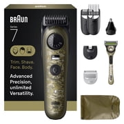 Braun All-in-One Series 7 Trimmer Kit, 40 Lengths, Lifetime Sharp Metal Blade, AIO 7550, Camouflage Green