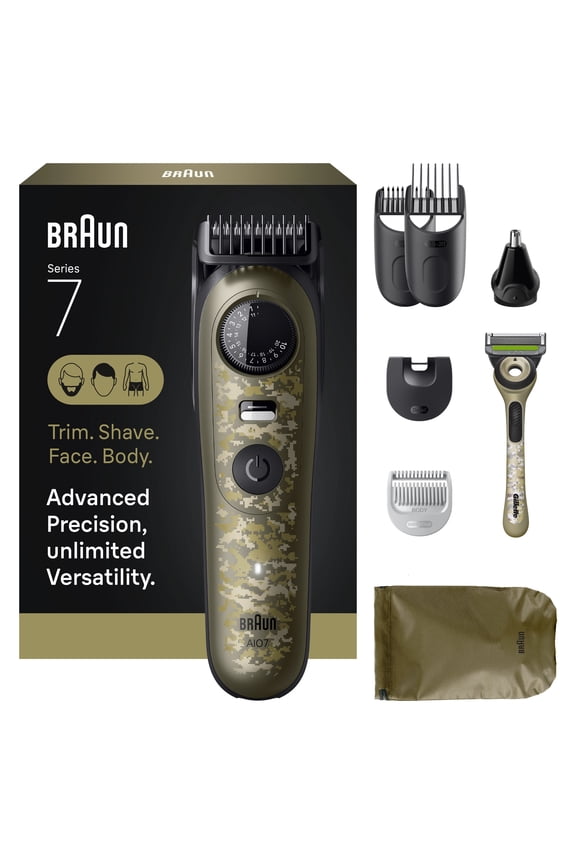 All-in-One Series 7 Trimmer Kit, 40 Lengths, Lifetime Sharp Metal Blade, AIO 7550, Camouflage Green