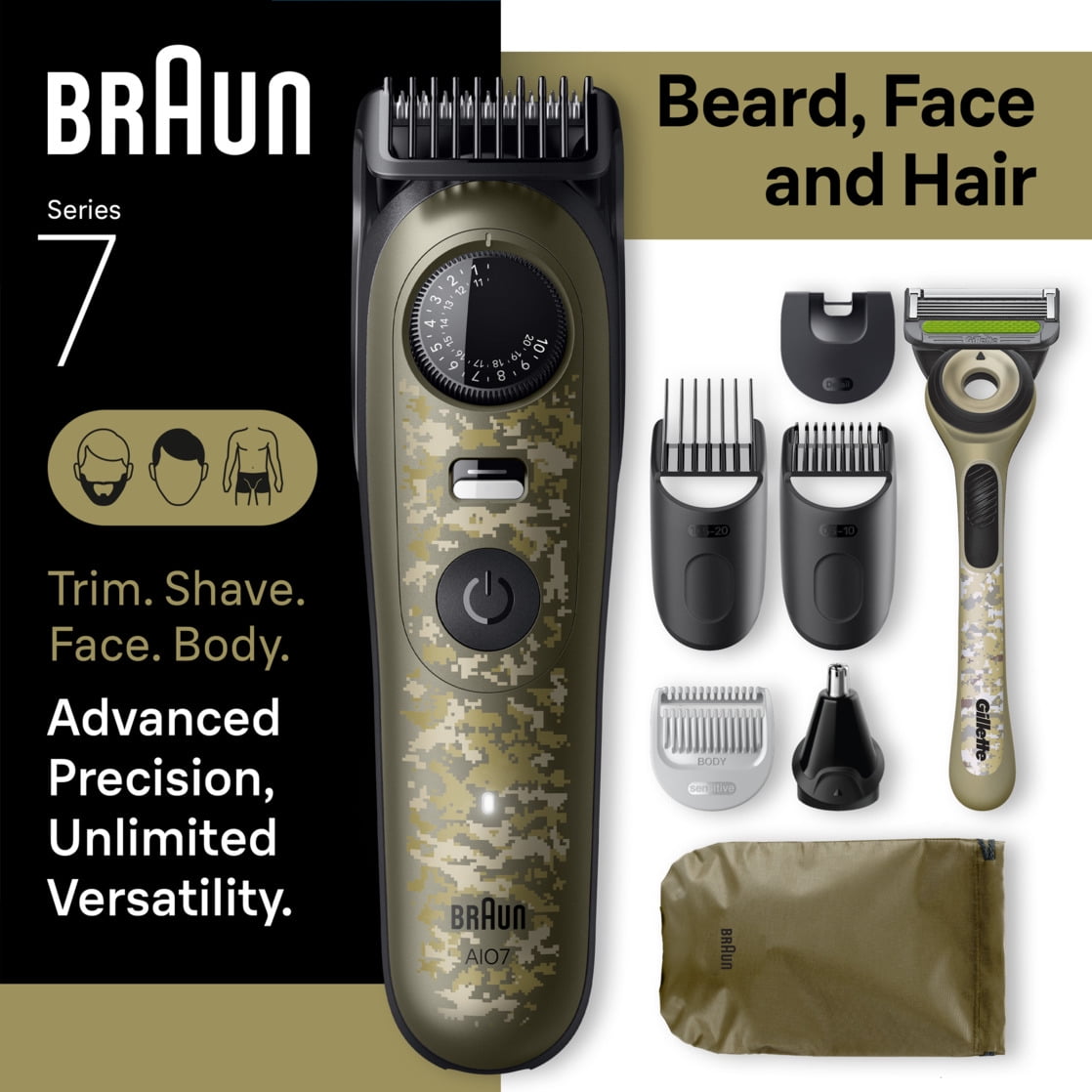Braun All-in-One Series 7 Trimmer Kit, Lifetime Sharp Metal
