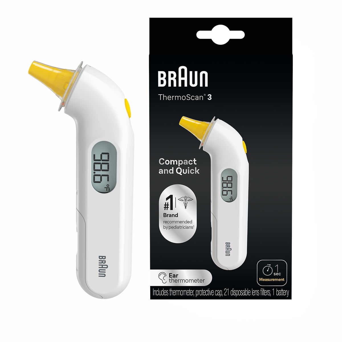 Braun Thermo Scan 3 Ear Thermometer, for Infant and Toddlers, FSA & HSA Eligible, White IRT3030US