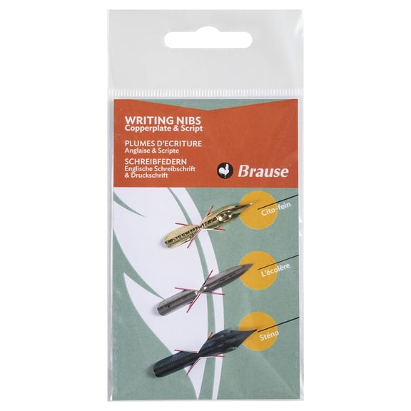 Brause 16501B - Set of 3 - writing series nibs - (Cito fein, l'colire and Stno) - Creative Tools - Drawing - Calligraphy - Lettering - Arts and Crafts