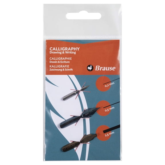 Brause 16503B - Set of 3 - Mixed series - nibs for pens (66B, Bandzug and Stno) - Lettering - Calligraphy and Drawing - Creative Tools - Arts and Crafts
