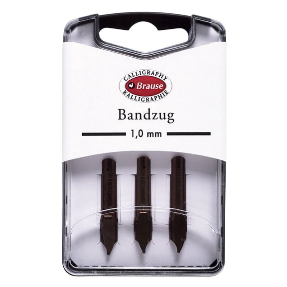 Brause 318010B - Calligraphy nibs for penholder - Box of 3 Bandzug - Size 1 mm metal nibs - Manufactuered in Germany - Drawing - Writing - Creative Tools