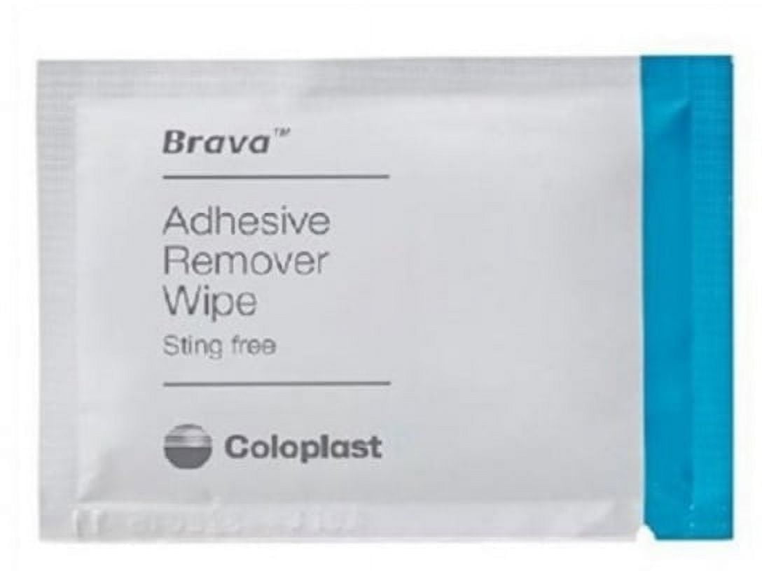 Brava Adhesive Remover Wipe, Sting Free Individual Wipes, Coloplast 120115 - Box of 30