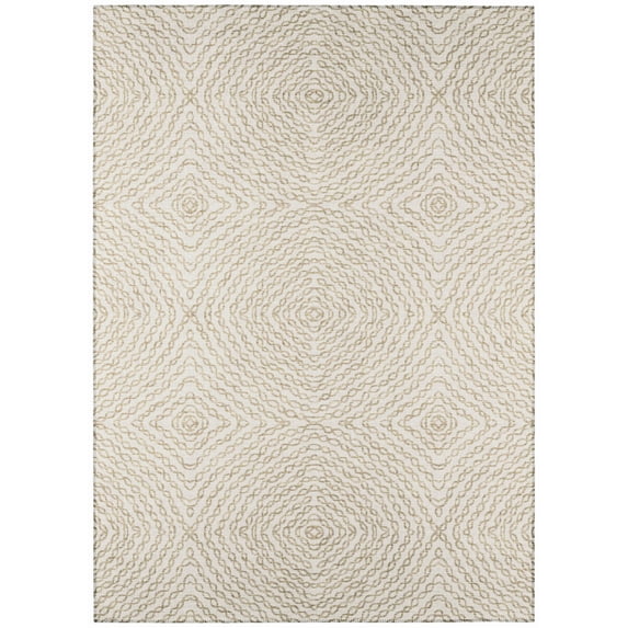 Bravado Indoor/Outdoor Beige Geometric 3' x 5' Non-Skid Area Rug