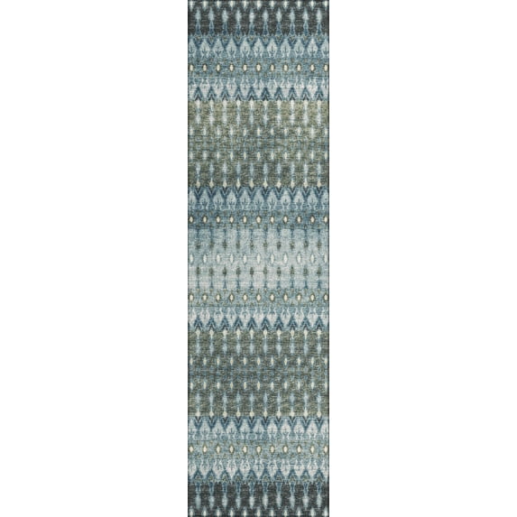 Bravado Indoor/Outdoor Blue Ikat 2’3" x 7’6" Non-Skid Runner Rug