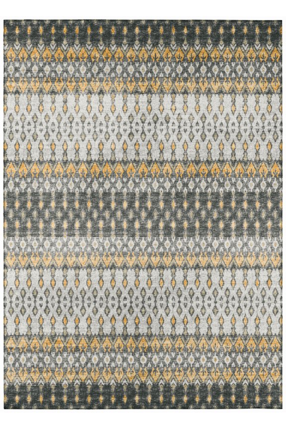 Indoor/Outdoor Grey Ikat 3' x 5' Non-Skid Area Rug