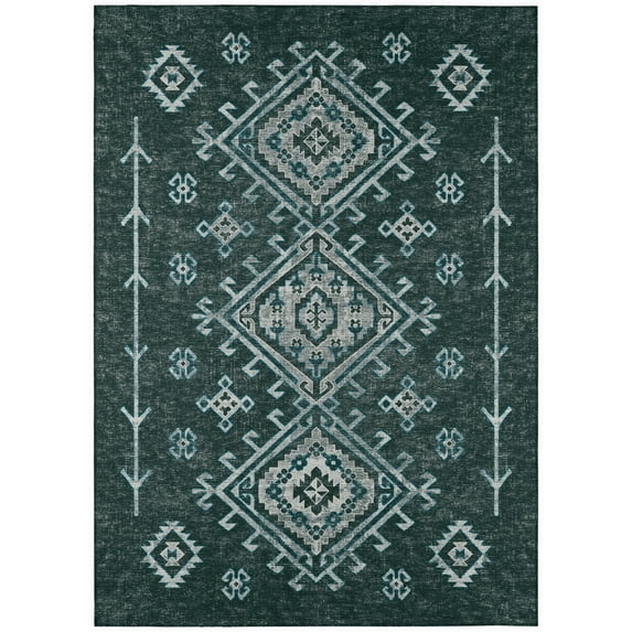 Bravado Indoor/Outdoor Grey Southwest 8’ x 10’ Non-Skid Area Rug