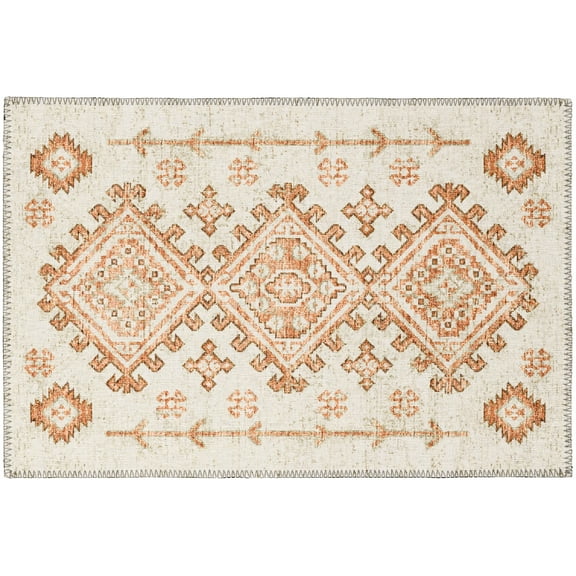 Bravado Indoor/Outdoor Red Southwest 1'8" x 2'6" Non-Skid Accent Rug