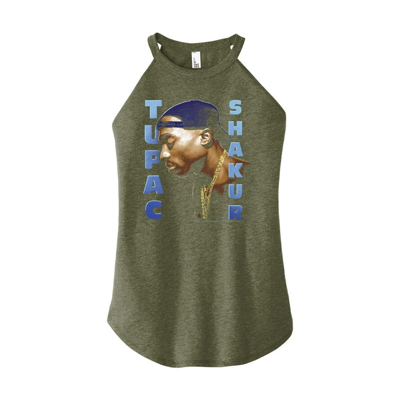 Bravado Tupac Realistic Photo Juniors High Neck Tank Top