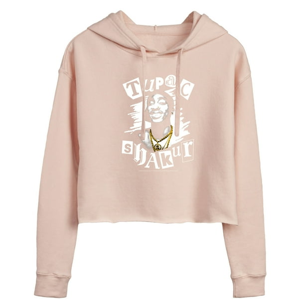 Bravado Tupac Shakur Sketched with Gold Chains Juniors Cropped Pullover Hoodie Walmart Business Supplies