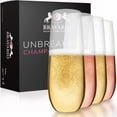 thumbnail image 1 of Bravario Unbreakable Plastic Champagne Glasses, 8.5 oz BPA-free Stemless Flutes, Set of 4, 1 of 6