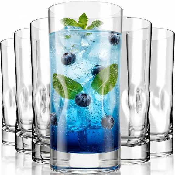 Bravario Plastic Drinking Glasses Set of 6, 17 oz Unbreakable Bpa-Free Tritan Tumblers