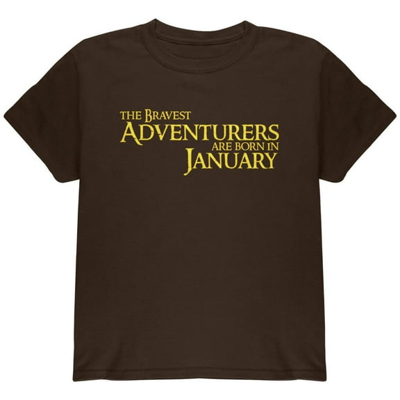 Brave Adventurers are Born in January Youth T Shirt Dark Chocolate YMD