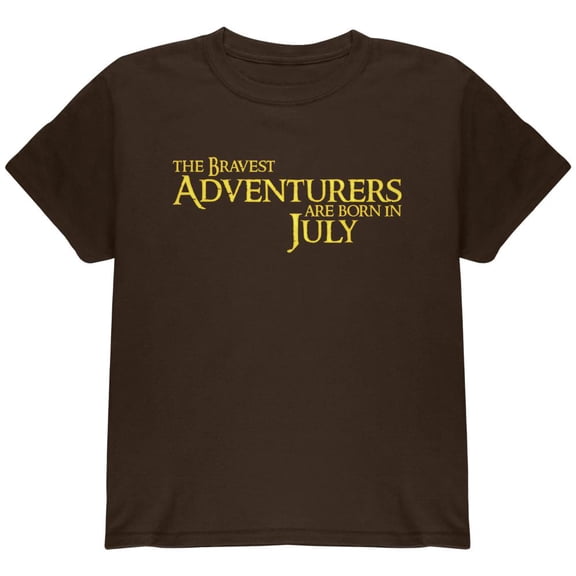 Brave Adventurers are Born in July Youth T Shirt Dark Chocolate YLG