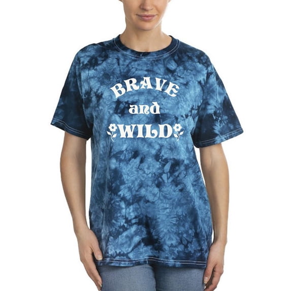 Brave And Willd Slogan Tie Dye Crystal Women -Image by Shutterstock, Female x-Large