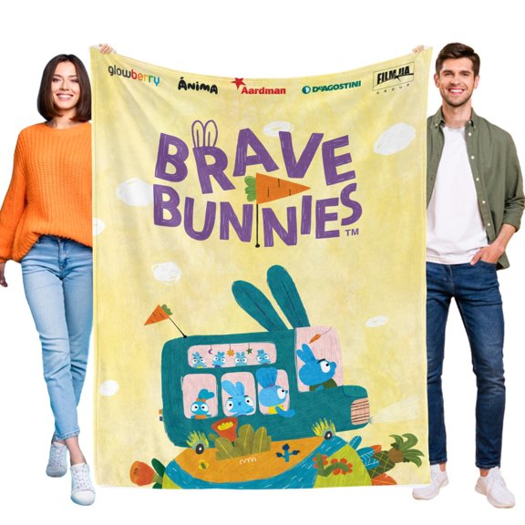 Brave Bunnies Blanket Soft Flannel Bed Sofa Throw Cozy Lightweight Birthday Gift