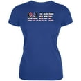 thumbnail image 1 of Brave EMT Firefighter Thin Red Blue Line Flag Juniors Soft T Shirt Royal LG, 1 of 1