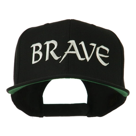 Brave Embroidered Flat Bill Cap - Black OSFM