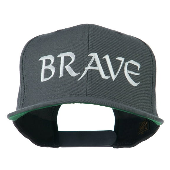 Brave Embroidered Flat Bill Cap - Grey OSFM