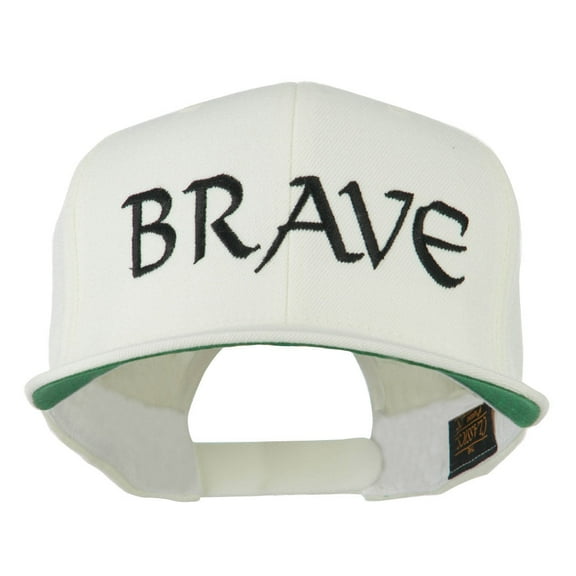Brave Embroidered Flat Bill Cap - White OSFM