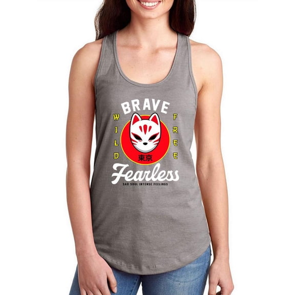 Brave Fearless Fox Mask Racerback Tank Women -Image by Shutterstock, Female Medium