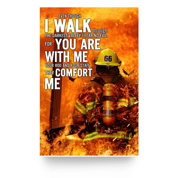 Brave Firefighter Poster Matte Wall Art Decor 11 x 17 Inch Poster