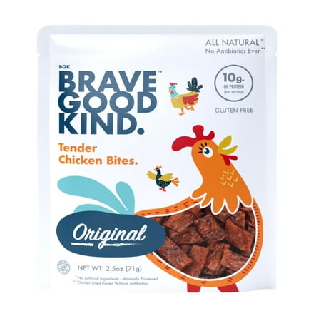 Brave Good Kind All Natural Original Tender Chicken Bites 2.5oz Bag
