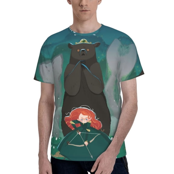 Brave Men's T Shirts Cartoon Graphic Short Sleeve Tees Novelty Casual Unisex Adults Tee Shirt Tops