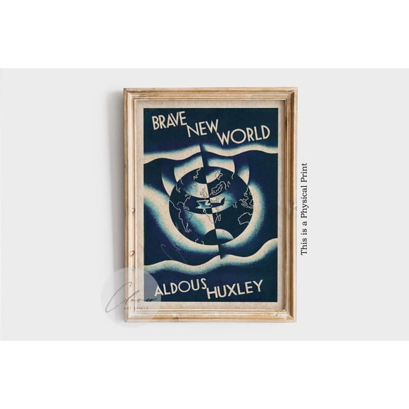 Brave New World Book Cover, Aldous Huxley Dystopian Wall Art, Vintage Science Fiction Art Print, Literary Wall Decor Home Decor #161, Unframed Canvas Size 24x36