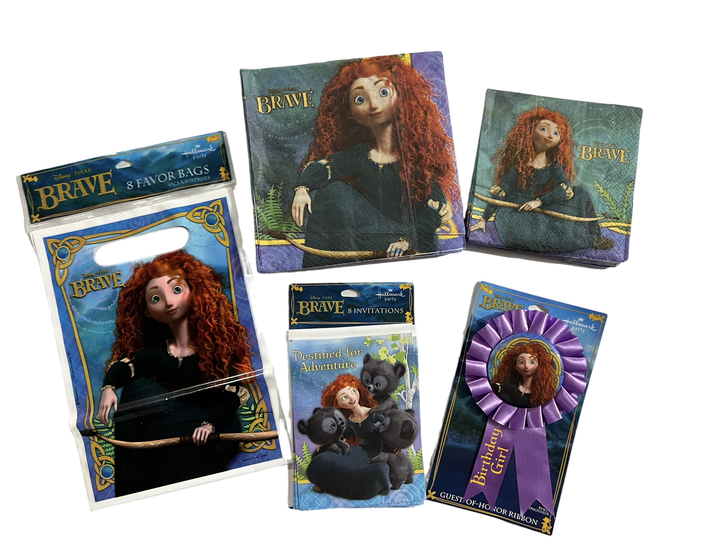Brave Party Bundle 8 Guests With Dinner and Dessert Napkins, Treat Bags, Invites and Guest of Honor Ribbon