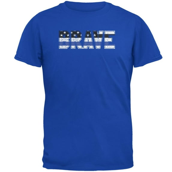 Brave Police Thin Blue Line Flag Mens Soft T Shirt Royal SM
