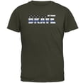 thumbnail image 1 of Brave Police Thin Blue Line Flag Mens T Shirt Olive SM, 1 of 1