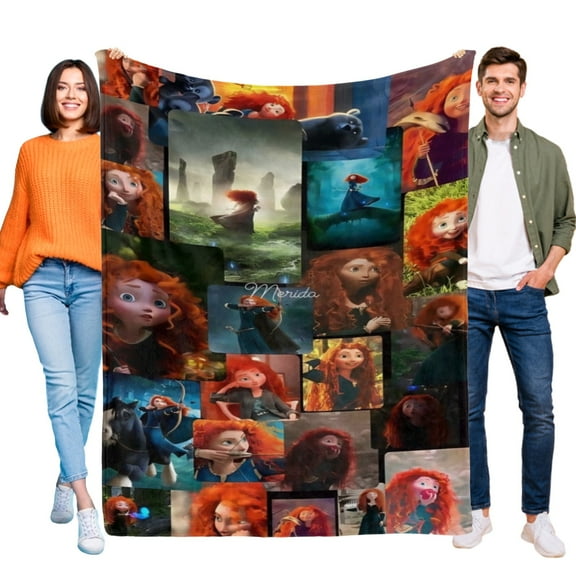 Brave Princess Merida Blanket for Boys Girls Lightweight Kids Throw Blanket Cute Soft Blankets Flannel Plush Blankets Gifts 30x40in