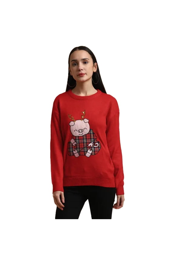 Womens Piggy Christmas Sweater