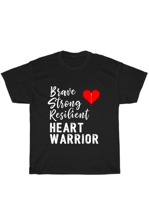 Brave Strong Resilient Heart Warrior CHD Awareness Heart Defect T-Shirt Unisex